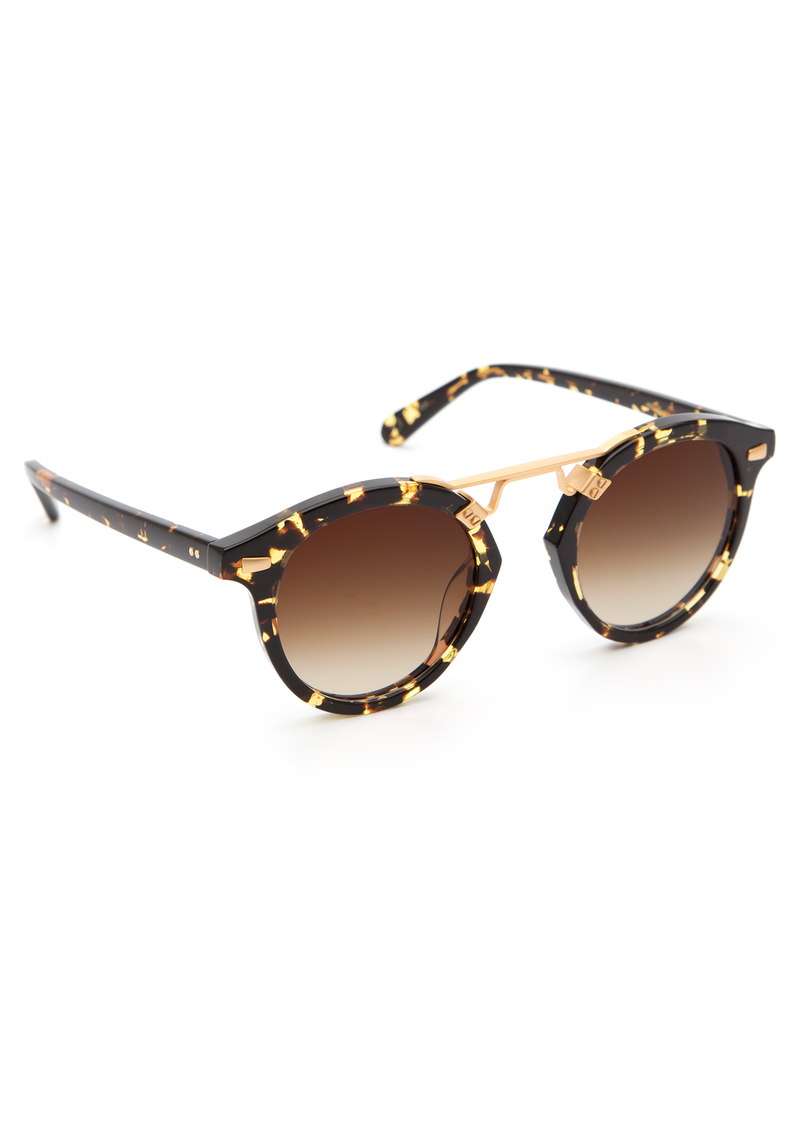 STL II | Zulu 24K - round Sunglasses handcrafted from Luxury tortoise acetate featuring 24K gold hardware