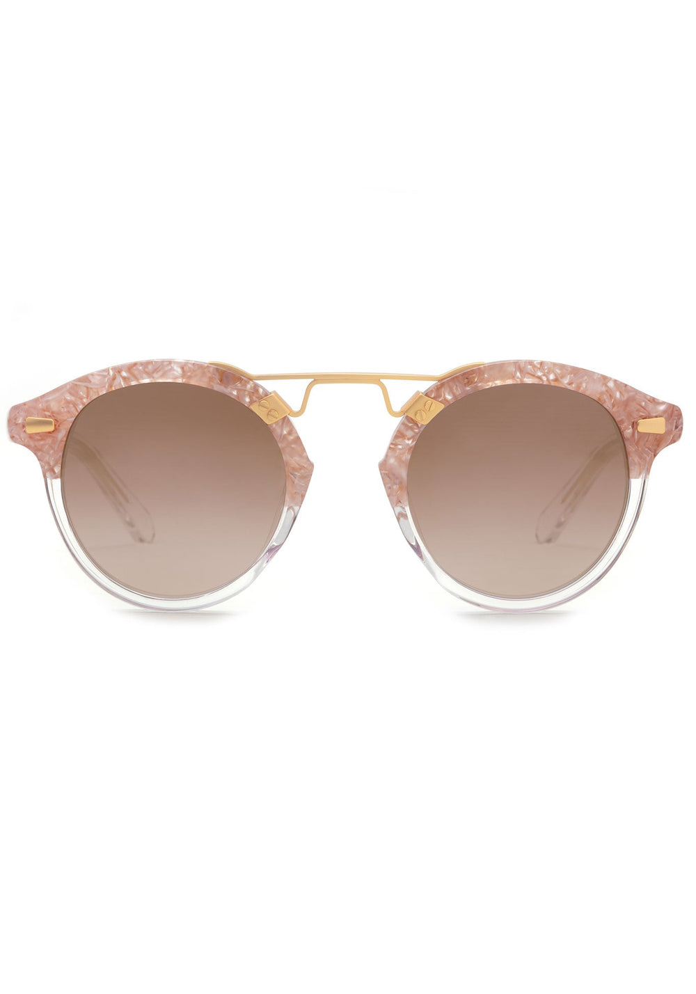 STL II | Camellia to Crystal Mirrored 24K Handcrafted, pink and clear split acetate KREWE sunglasses