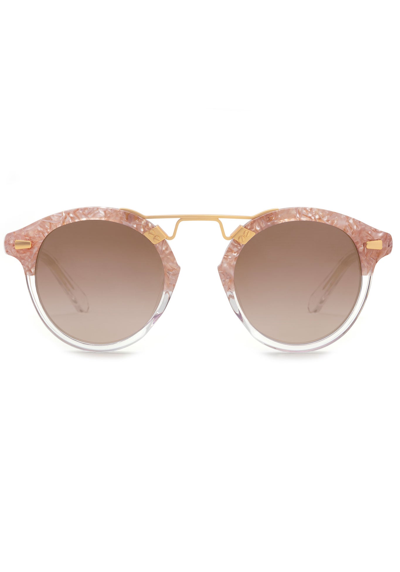 STL II | Camellia to Crystal Mirrored 24K Handcrafted, pink and clear split acetate KREWE sunglasses
