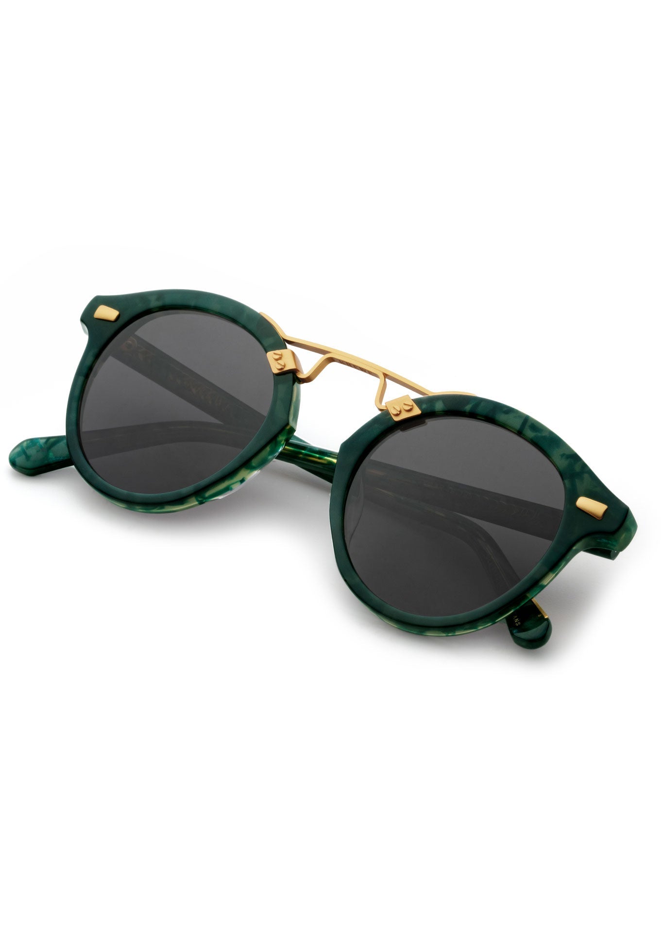 STL II | Grey Ivy 24K Polarized Handcrafted, luxury green tortoise acetate KREWE sunglasses