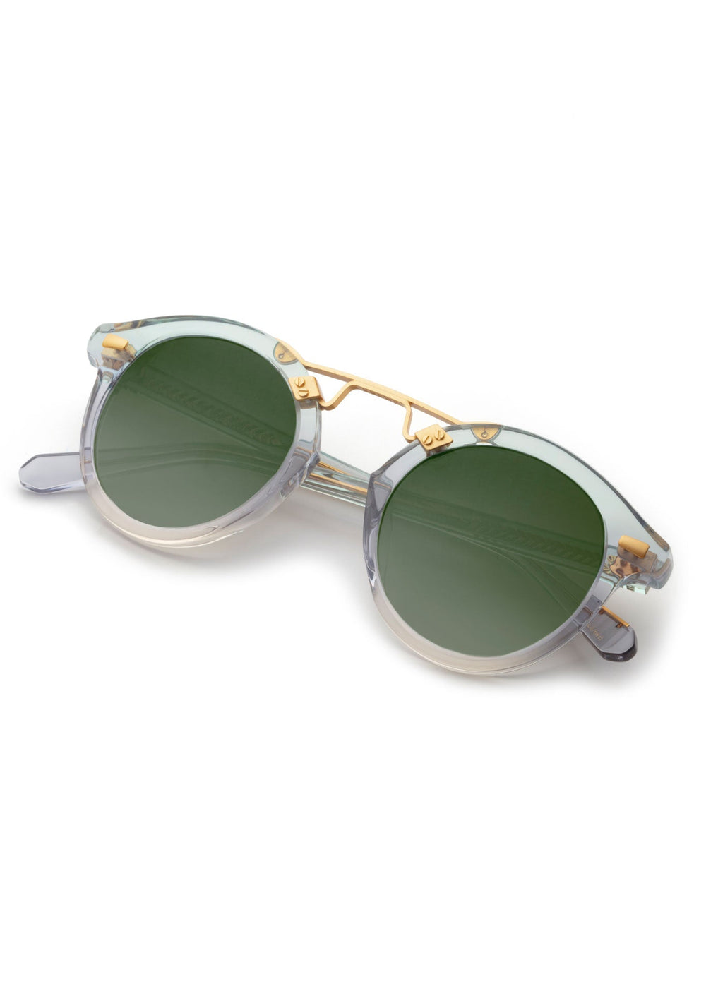 STL II | Lagoon 24K Mirrored Handcrafted, luxury transparent blue tinted acetate KREWE sunglasses