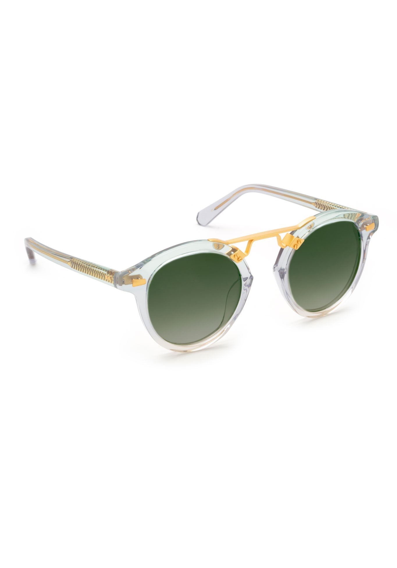 STL II | Lagoon 24K Mirrored Handcrafted, luxury transparent blue tinted acetate KREWE sunglasses