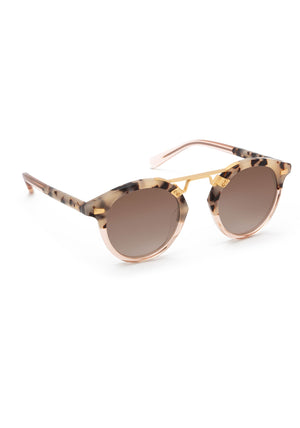 STL II | Oyster to Petal 24K Mirror Polarized handcrafted, luxury pink and tortoise split acetate KREWE sunglasses