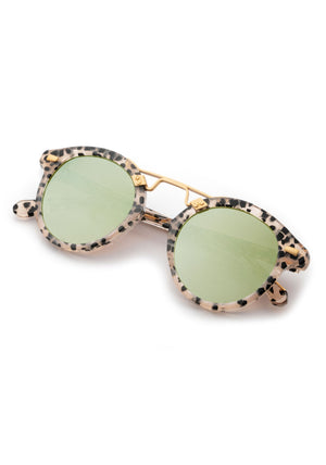 STL II | Matte Palermo 24K Mirrored Handcrafted, luxury black and clear spotted acetate KREWE sunglasses