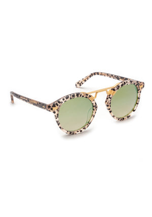 STL II | Matte Palermo 24K Mirrored Handcrafted, luxury black and clear spotted acetate KREWE sunglasses