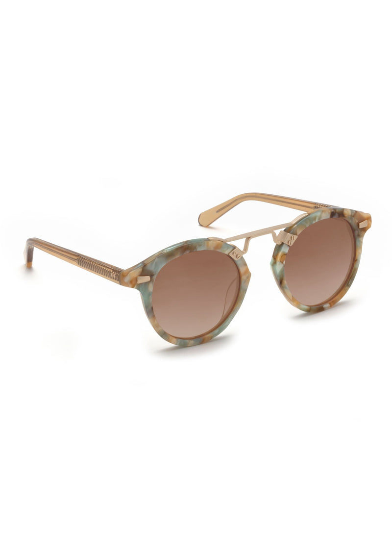 STL II | Pearlescent + Sweet Tea 24K Mirrored Hancrafted, luxury light green acetate KREWE sunglasses