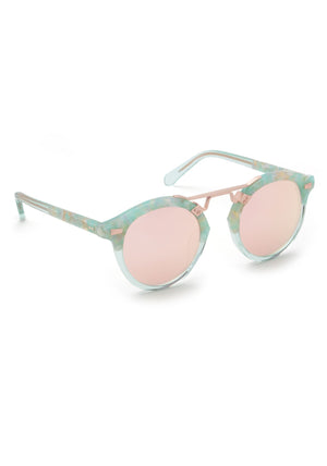 STL II | Seaglass to Marine Rose Gold Handcrafted, luxury sea-foam and blue split acetate KREWE sunglasses