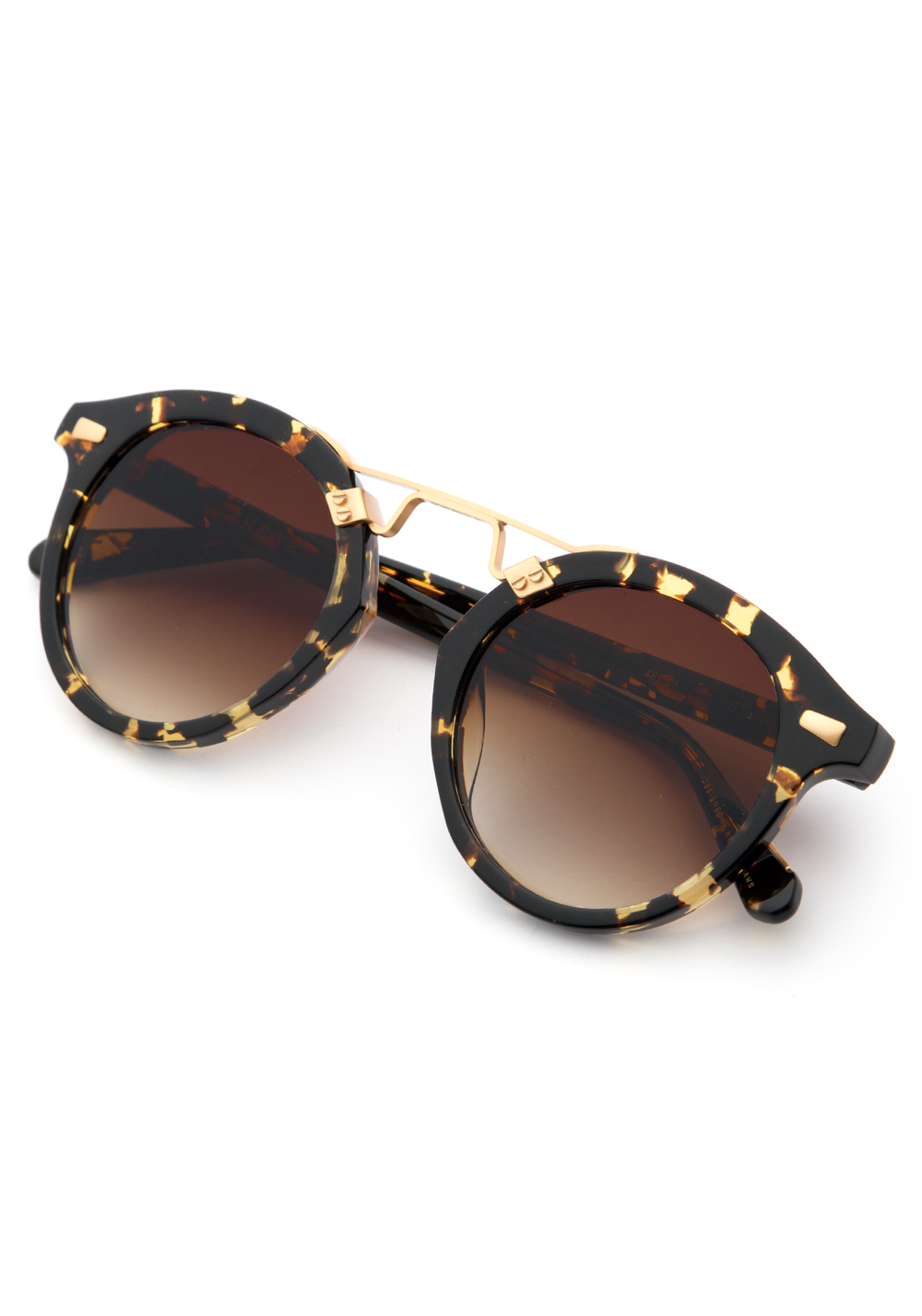 STL II | Zulu 24K - round Sunglasses handcrafted from Luxury tortoise acetate featuring 24K gold hardware