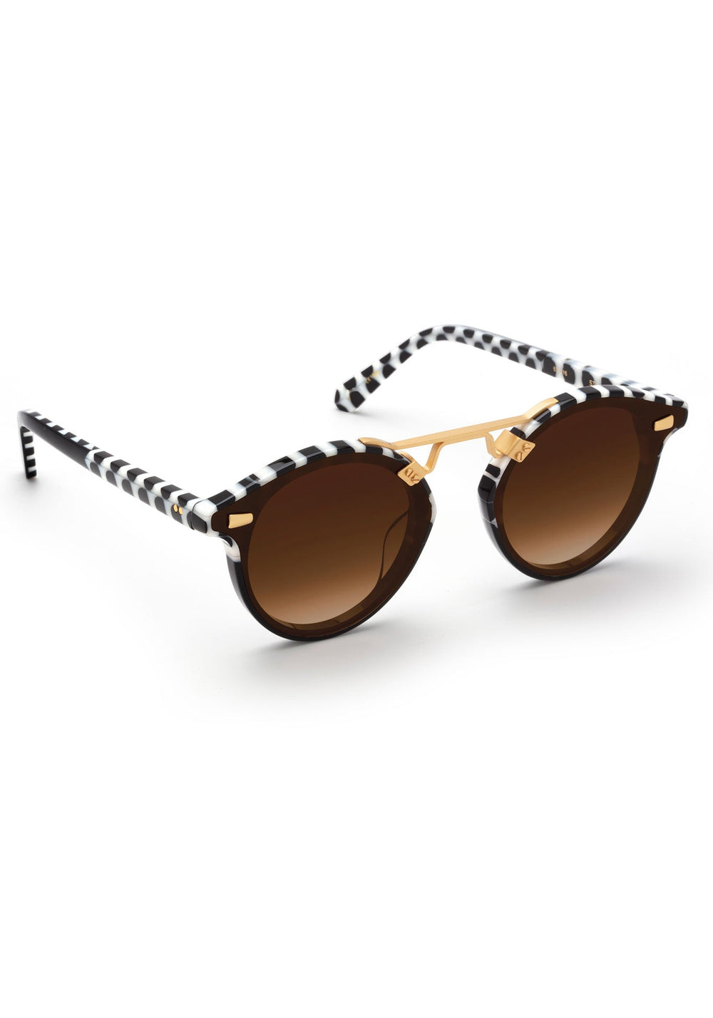 STL NYLON | Domino to Black 24K Handcrafted, luxury black and white spotted acetate KREWE sunglasses