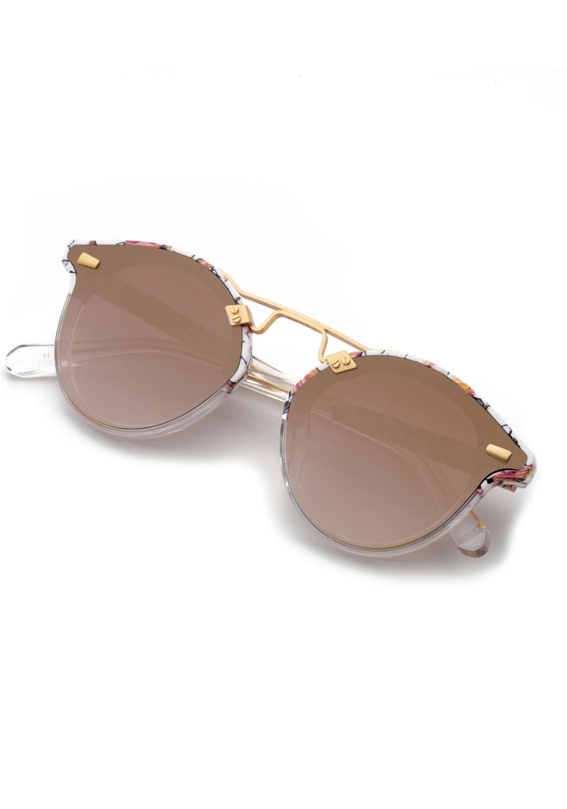 KREWE STL NYLON | Lotus to Crystal 24K Mirrored Handcrafted, Pink Acetate Luxury Sunglasses