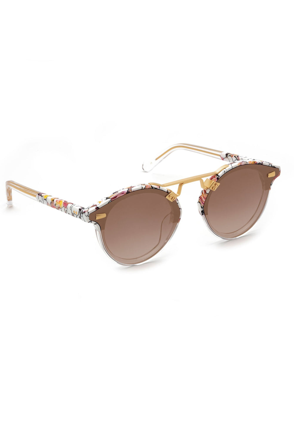 KREWE STL NYLON | Lotus to Crystal 24K Mirrored Handcrafted, Pink Acetate Luxury Sunglasses