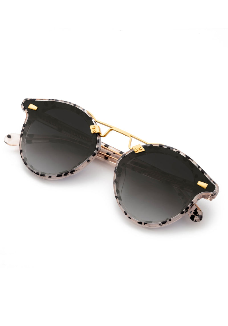 STL NYLON | Palermo + Petal 24K Handcrafted, luxury black and clear spotted acetate KREWE sunglasses