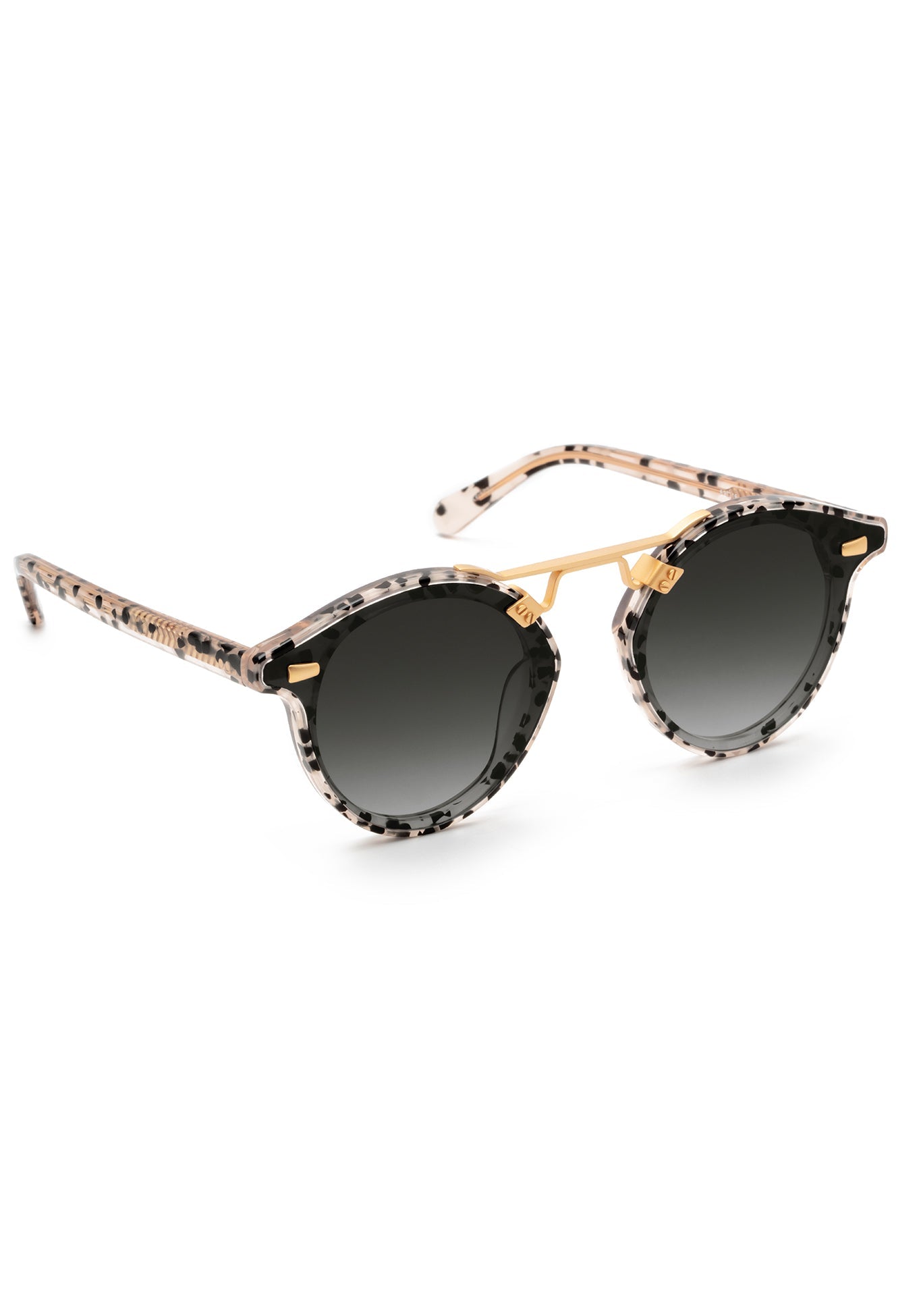 STL NYLON | Palermo + Petal 24K Handcrafted, luxury black and clear spotted acetate KREWE sunglasses