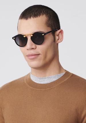 STL NYLON | Black to Shadow Handcrafted, Luxury Black Acetate KREWE Sunglasses mens model | Model: TJ