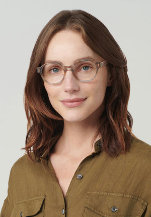 KREWE SADIE | Iris Handcrafted, Purple Acetate Luxury Glasses womens model | Model: Vanessa