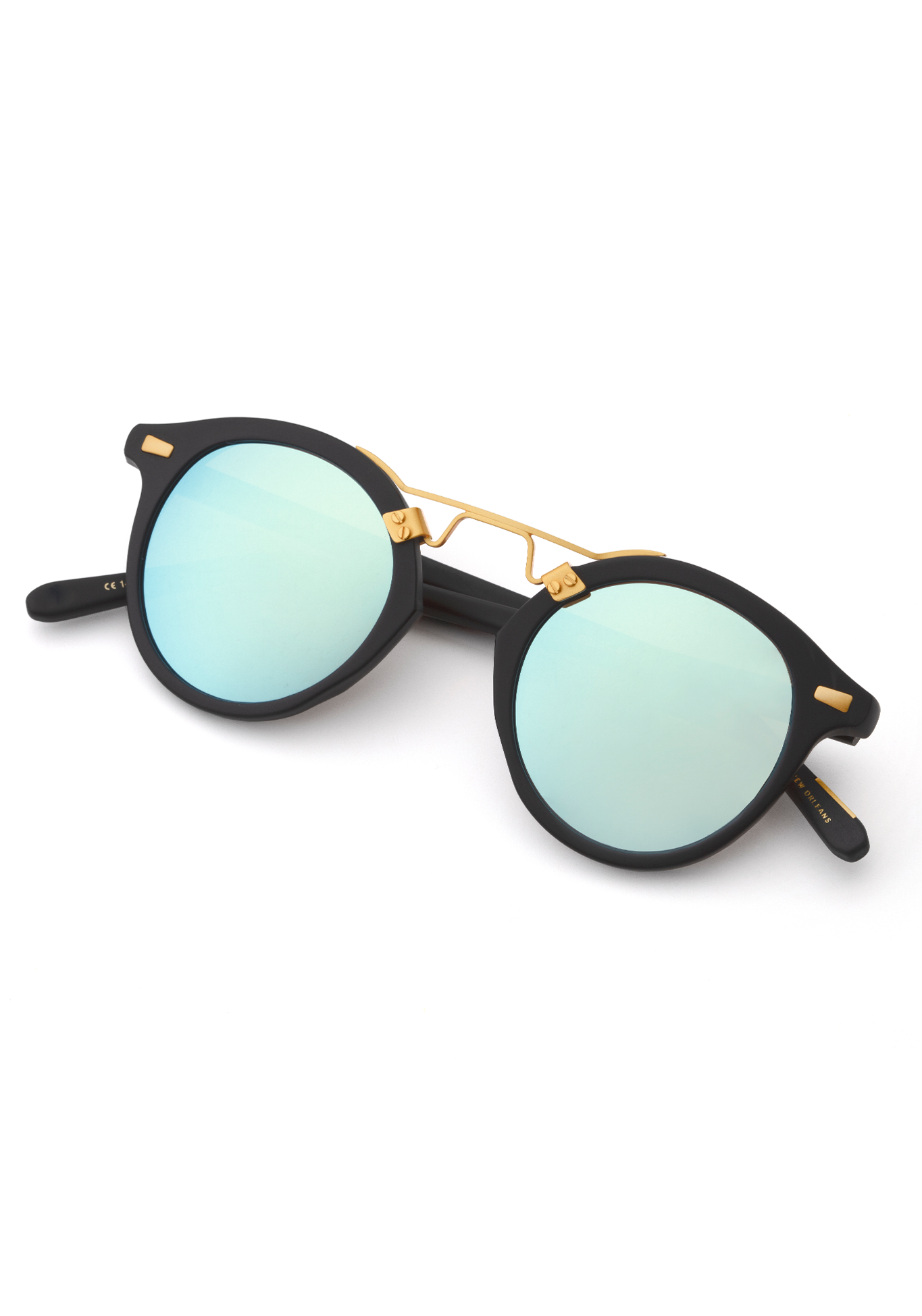 ST. LOUIS MIRRORED | Matte Black to Shadow Mirror Polarized 24K Handcrafted, luxury Matte black acetate KREWE sunglasses