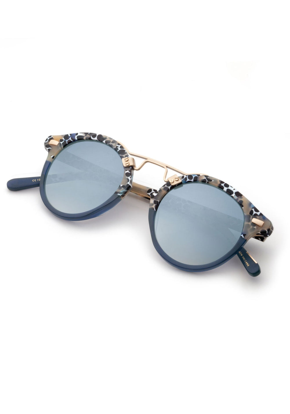  ST. LOUIS MIRRORED | Milano to Midnight 12k handcrafted, luxury, blue acetate KREWE sunglasses