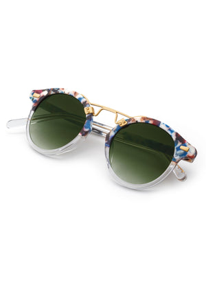 ST. LOUIS CLASSICS | Santorini to Crystal 24K Handcrafted, luxury, blue and white acetate KREWE sunglasses