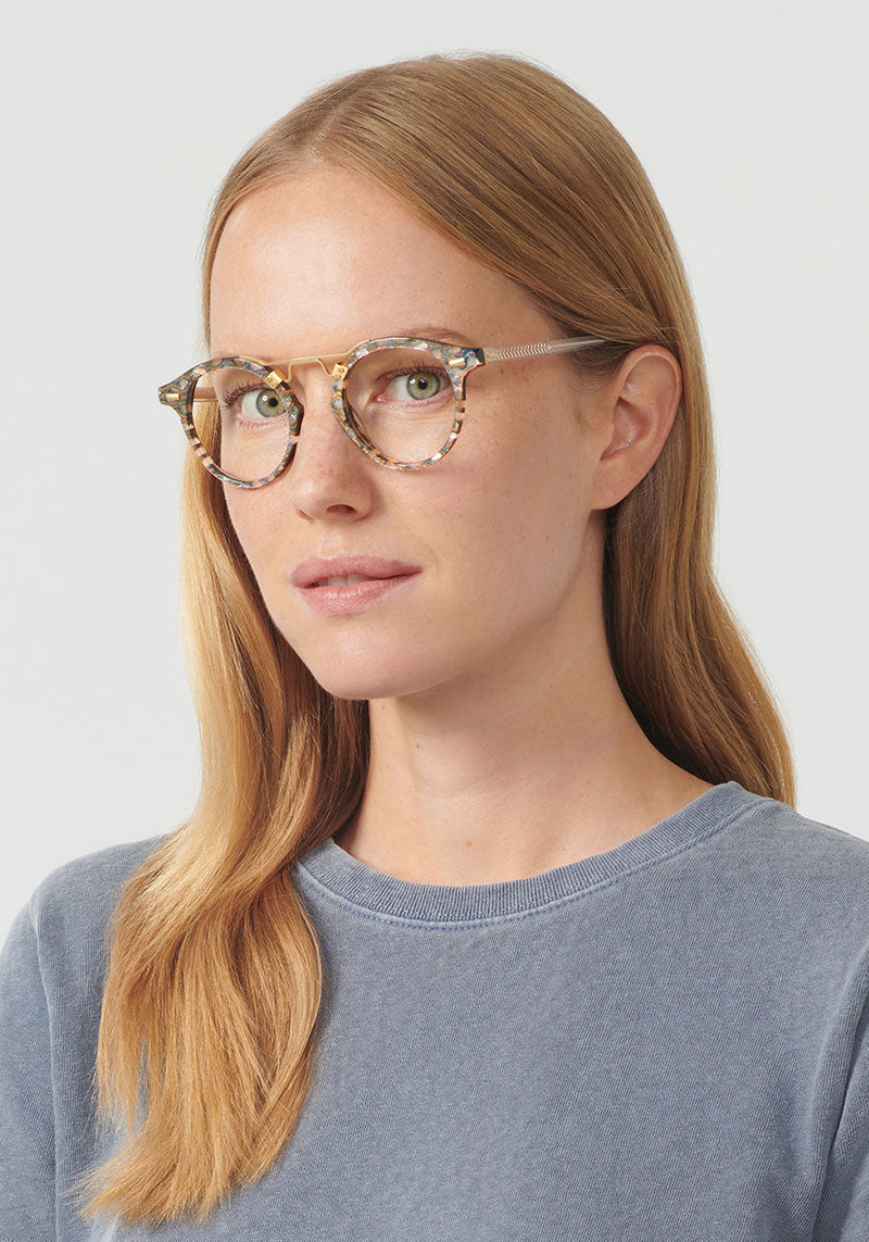 ST. LOUIS OPTICAL | Como + Crystal 18K Handcrafted, luxury acetate KREWE eyeglasses womens model | Model: Annelot