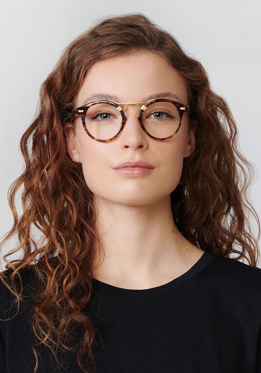 KREWE - ST. LOUIS OPTICAL | Heron 12K Handcrafted, luxury brown acetate glasses womens model | Model: Helouise