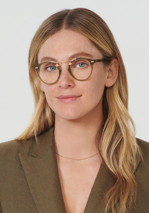 KREWE - ST. LOUIS OPTICAL | Moss 12K Handcrafted, luxury green acetate eyeglasses womens model | Model: Brooke