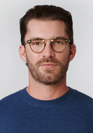 KREWE - ST. LOUIS OPTICAL | Moss 12K Handcrafted, luxury green acetate eyeglasses mens model | Model: Zach