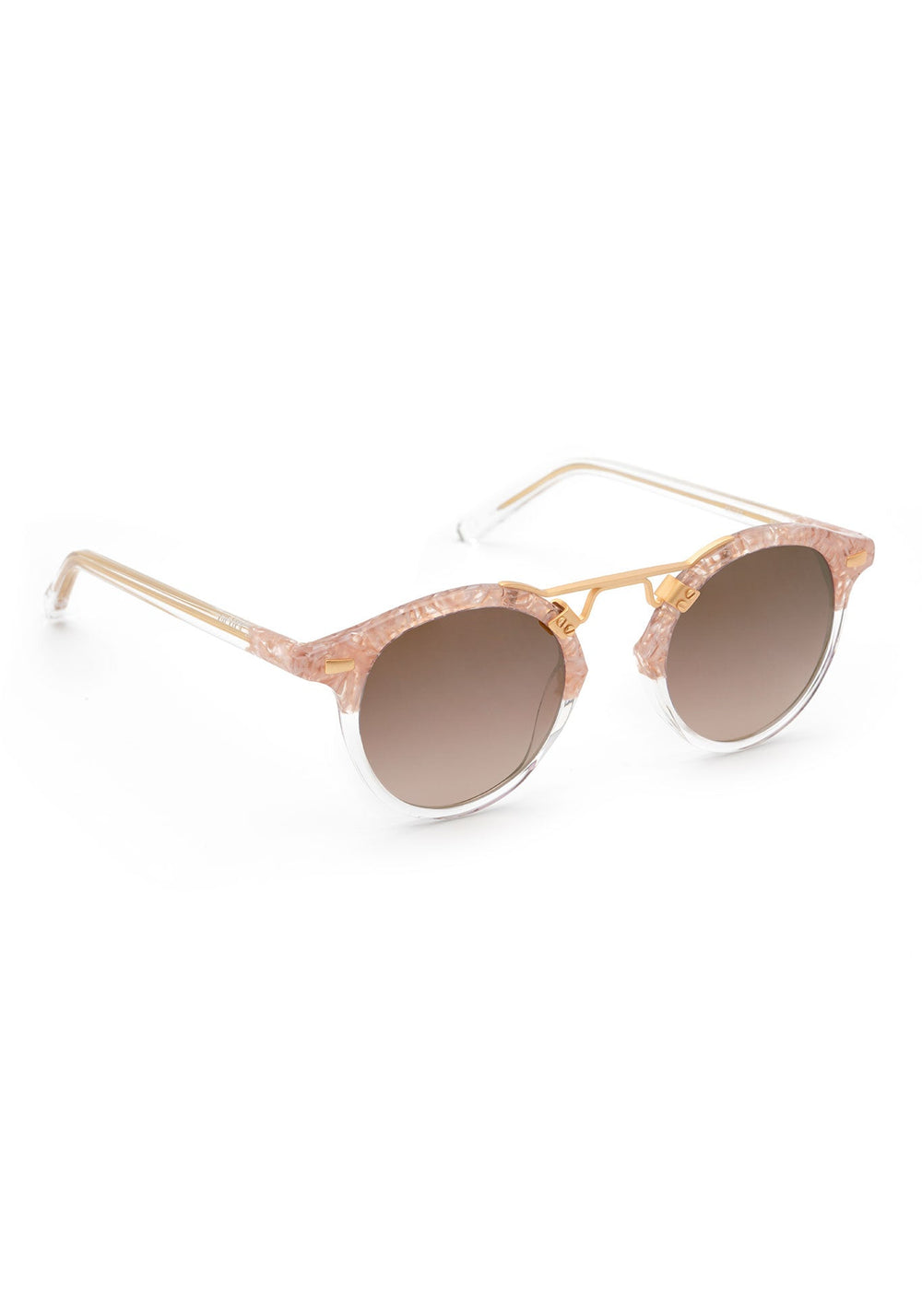 ST. LOUIS MIRRORED | Camellia to Crystal 24K Handcrafted, luxury, pink Acetate KREWE Sunglasses