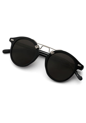 ST. LOUIS | Matte Black to Black and Crystal Polarized Handcrafted, luxury matte black acetate KREWE sunglasses