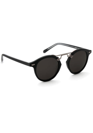 ST. LOUIS | Matte Black to Black and Crystal Polarized Handcrafted, luxury matte black acetate KREWE sunglasses