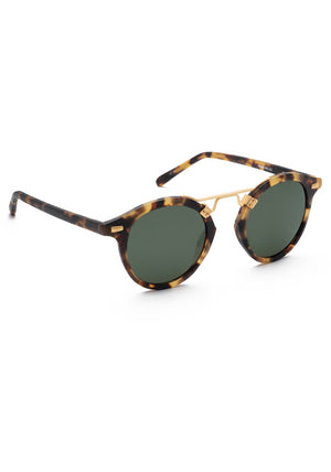 ST. LOUIS | Matte Tokyo Tortoise Polarized 24K Handcrafted, luxury, brown tortoise acetate KREWE Sunglasses