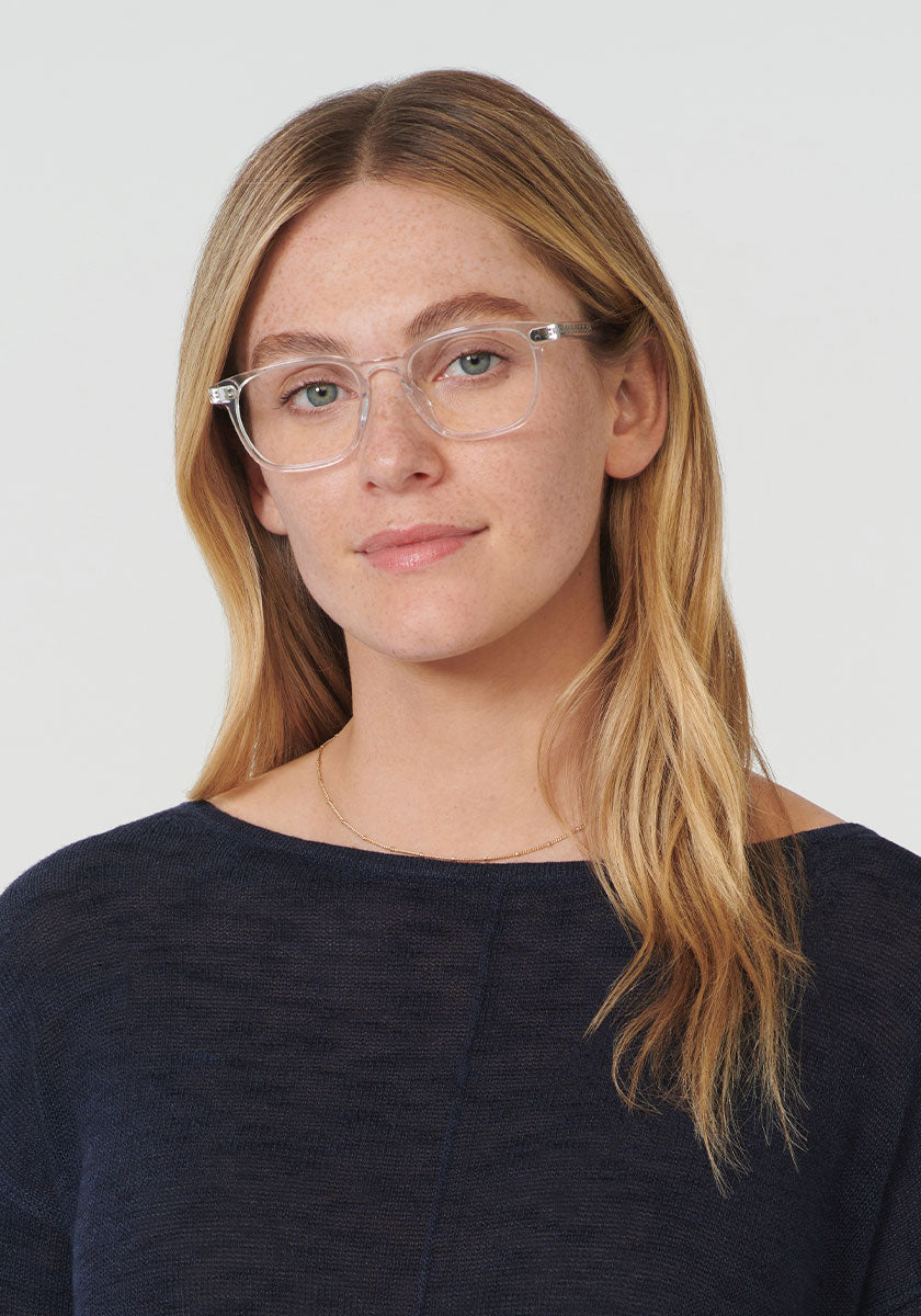 KREWE - STATE | Crystal Handcrafted, Luxury Clear Acetate Eyeglasses womens model | Model: Brooke