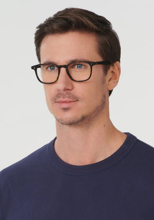 KREWE - STATE II | Matte Sazerac Handcrafted, luxury brown acetate eyeglasses mens model | Model: Tom