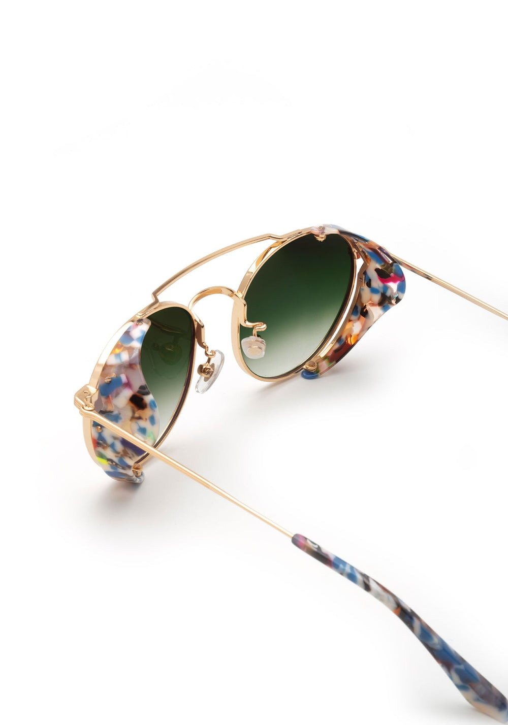TCHOUP BLINKER | Matte Indigo + 24K Santorini Handcrafted, luxury metal KREWE sunglasses womens model
