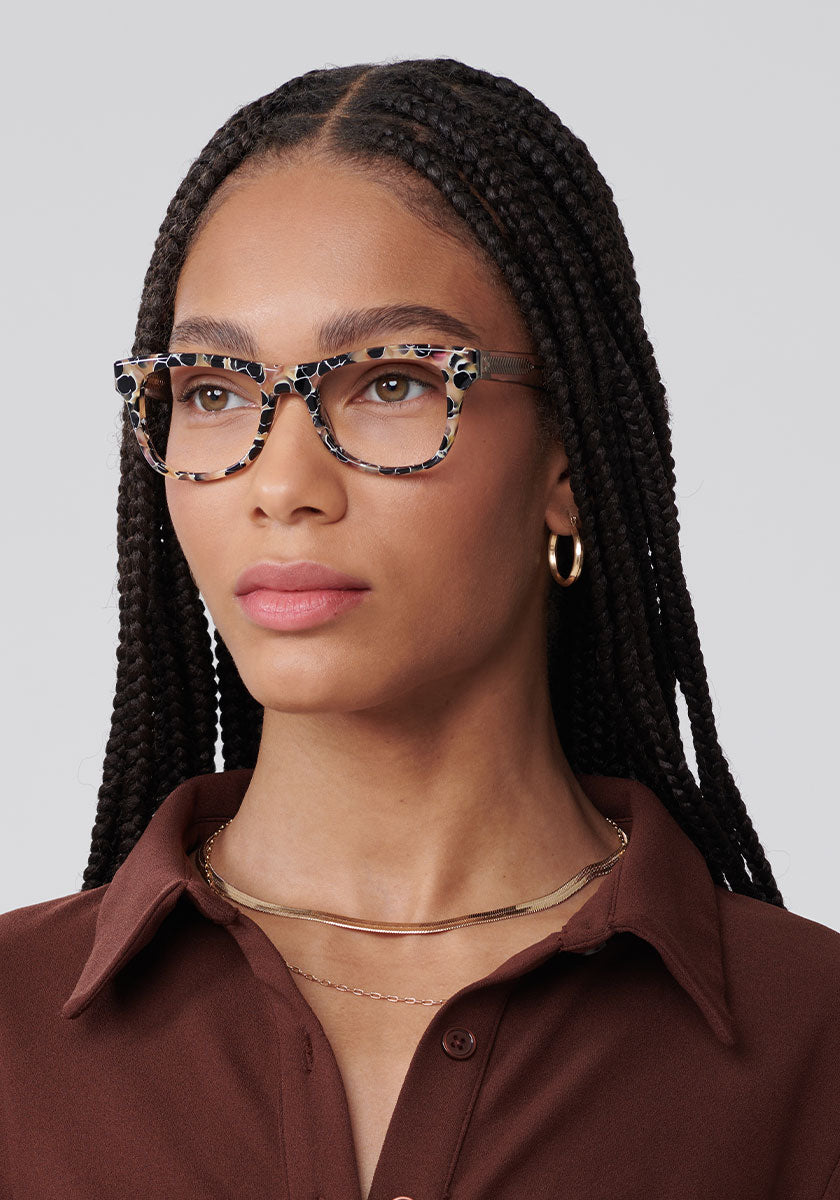 KREWE - TREME | Crema to Buff handcrafted, luxury brown acetate glasses womens model | Model: Dido