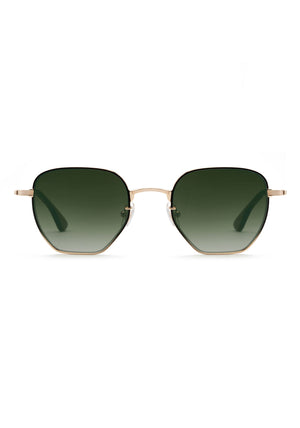 TROY | 18K + Matte Black Fade Mirrored Handcrafted, luxury green acetate with 18k gold plated hardware KREWE sunglasses