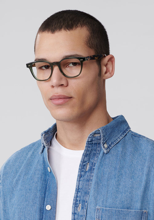 KREWE - TUCKER | Bottle Green + Zulu Handcrafted, luxury green acetate glasses mens model | Model: TJ