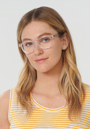 KREWE - TUCKER | Crystal Handcrafted, luxury clear acetate glasses womens model | Model: Brooke