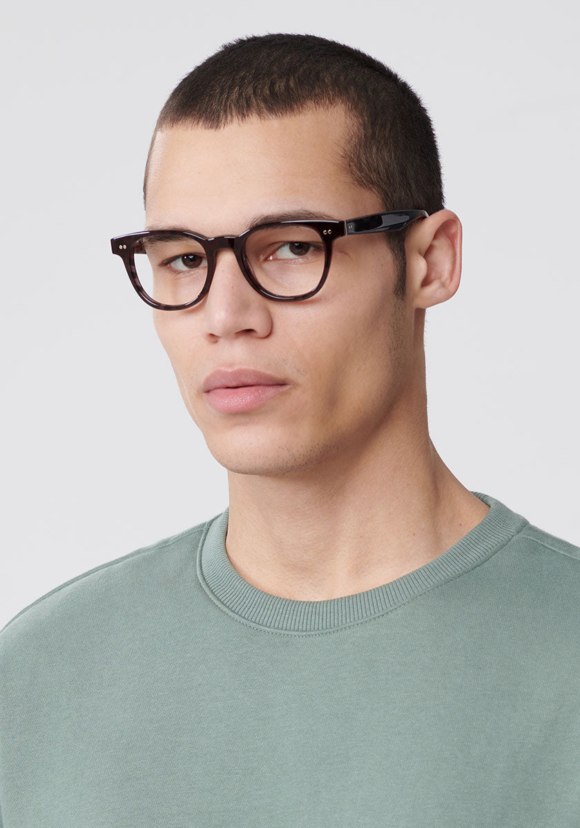 KREWE - TUCKER | Nova Handcrafted, luxury brown acetate eyeglasses mens model | Model: TJ