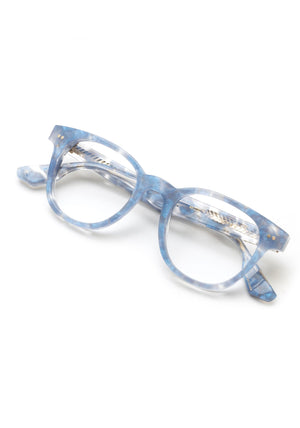 KREWE - Limited Edition Designer Eyeglasses - TUCKER | Opaline Handcrafted, luxury custom blue acetate eyeglasses. Similar to Oliver Peoples eyeglasses, moscot eyeglasses, warby parker eyeglasses