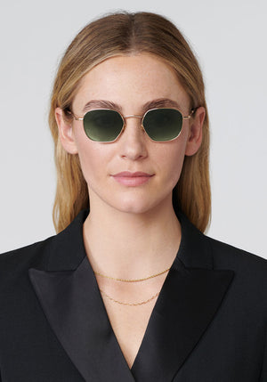 WARD | 12K Titanium + Matcha Handcrafted, luxury titanium KREWE sunglasses womens model | Model: Brooke
